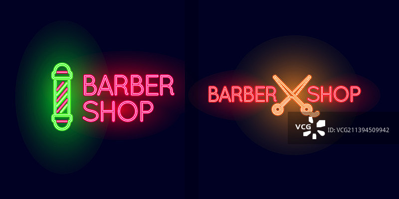 理发店霓虹灯标志：理发柱图片素材