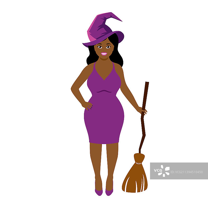 漂亮的非裔美国女性万圣节巫婆图片素材