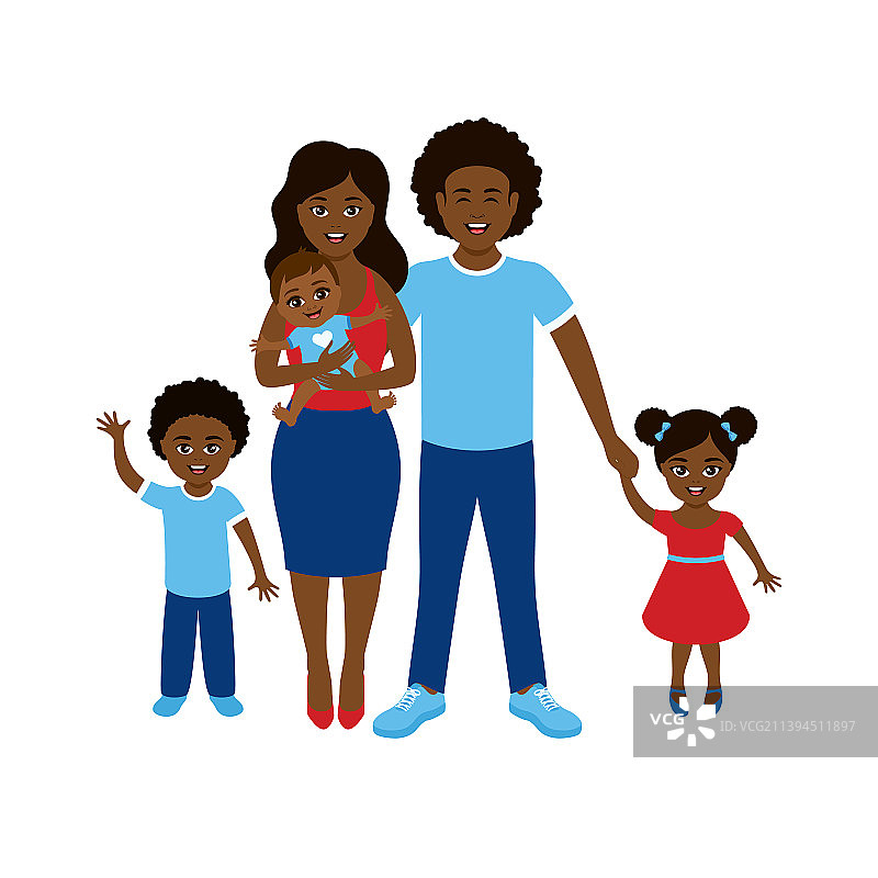 快乐的妈妈、爸爸和三个孩子图片素材