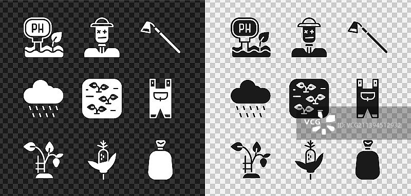 土壤酸碱度测试稻草人园艺锄头套装图片素材