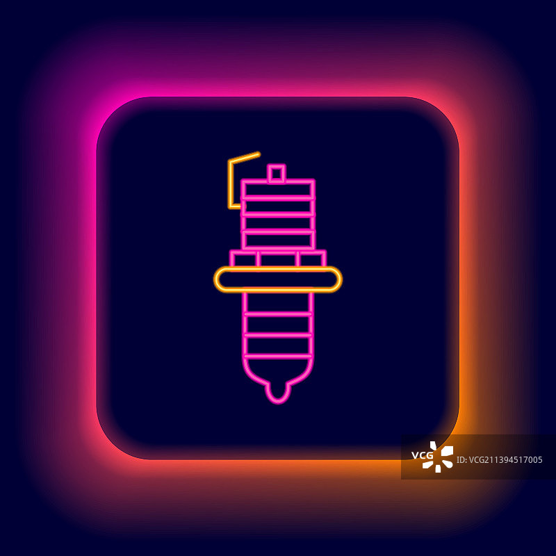 发光的霓虹灯线条汽车火花塞图标图片素材