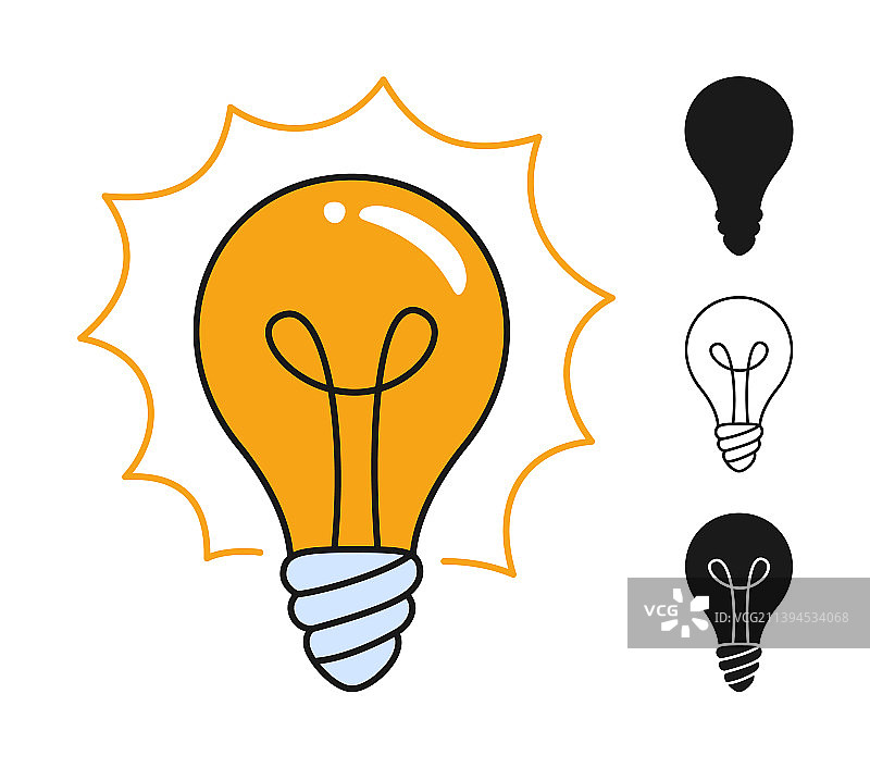 复古玻璃灯剪影印章灯泡图标图片素材