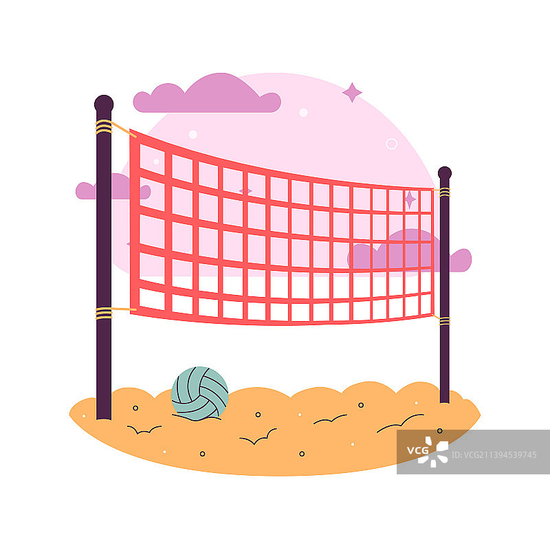 手绘排球网图片素材