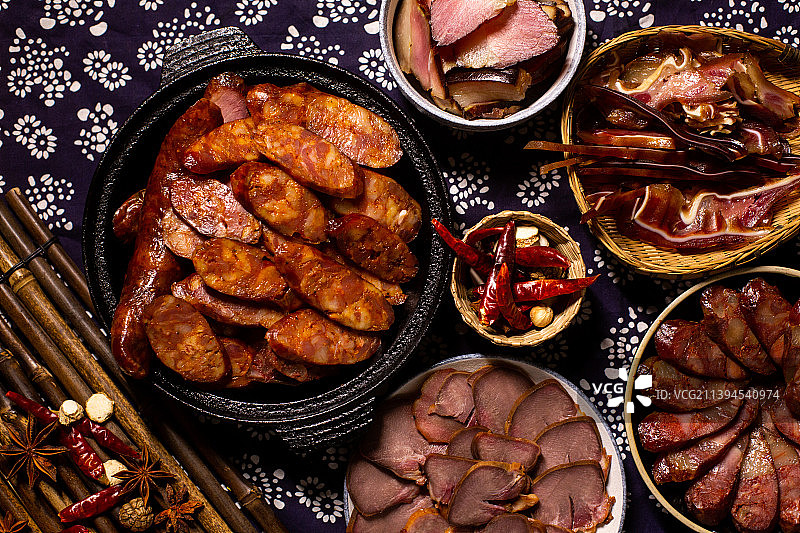 香肠，腊肉，四川腊肉，四川香肠 ，腌腊制品图片素材