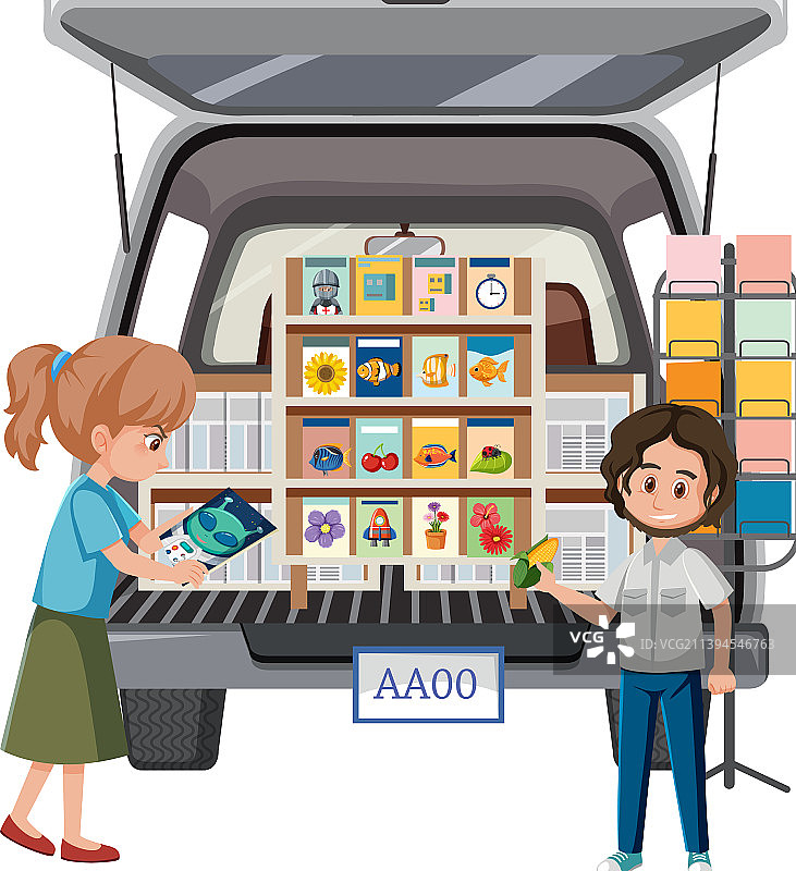 人们在货车上看书图片素材