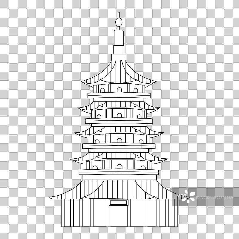 杭州西湖雷峰塔线条插画素材图片素材