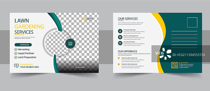 割草机园艺或景观美化服务明信片图片素材