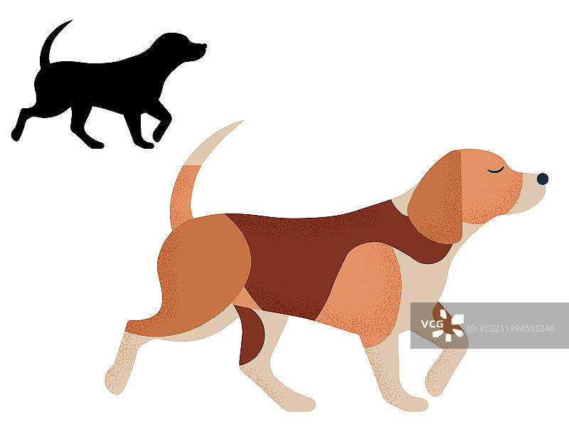 卡通和轮廓风格的比格犬图片素材