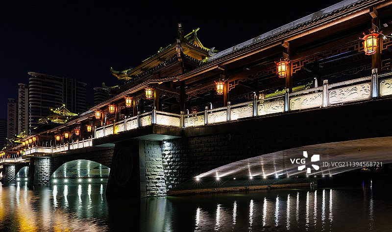 常德市七里桥夜色图片素材