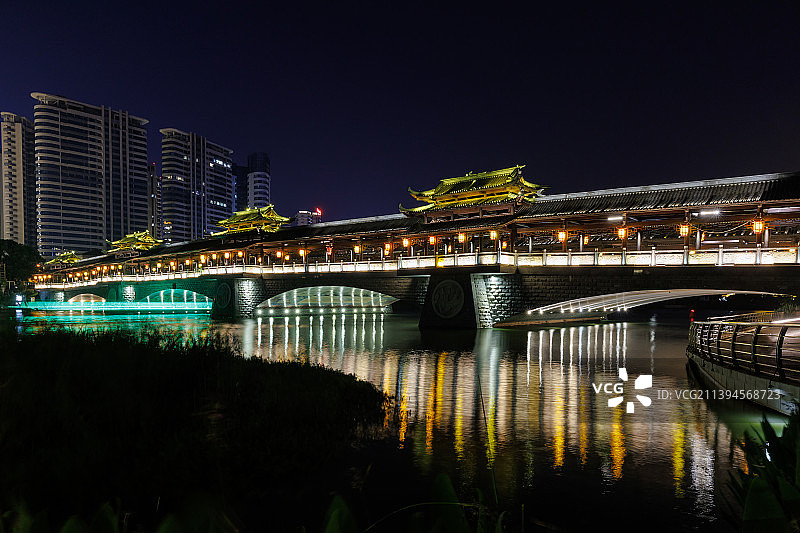 常德市七里桥夜色图片素材