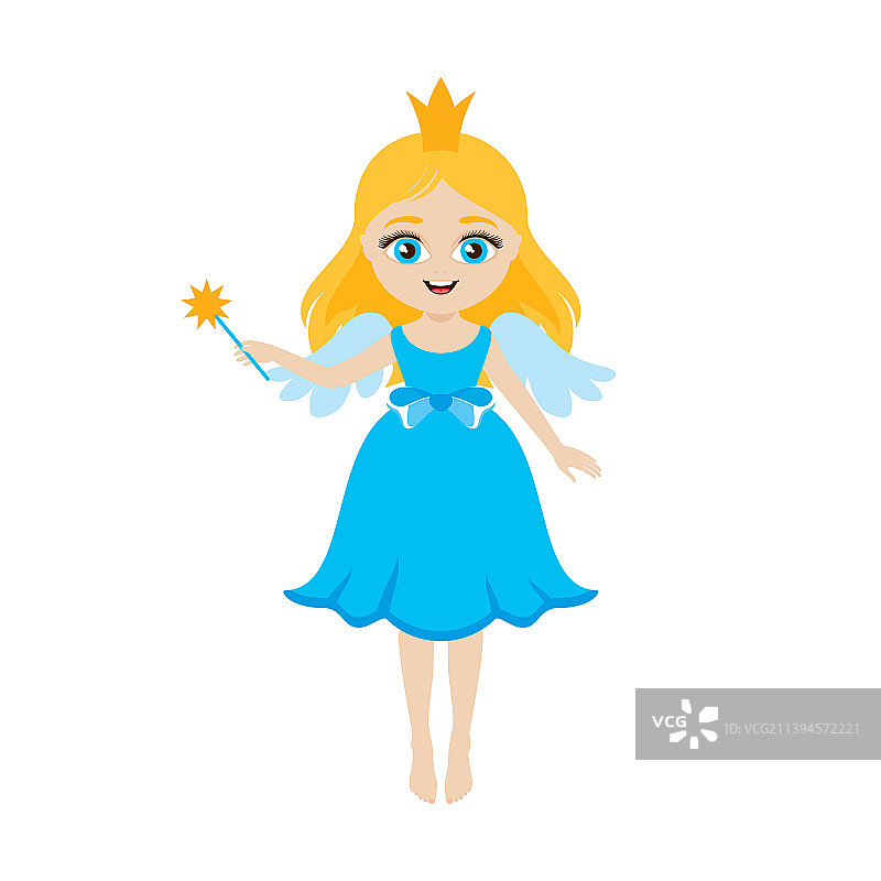 小女孩仙女戴皇冠拿魔杖图片素材