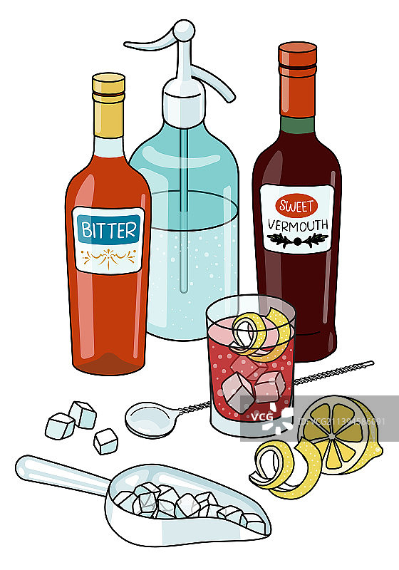 时尚手绘涂鸦卡通风格美式咖啡图片素材