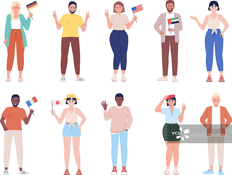 多元文化社会半扁平人物图片素材