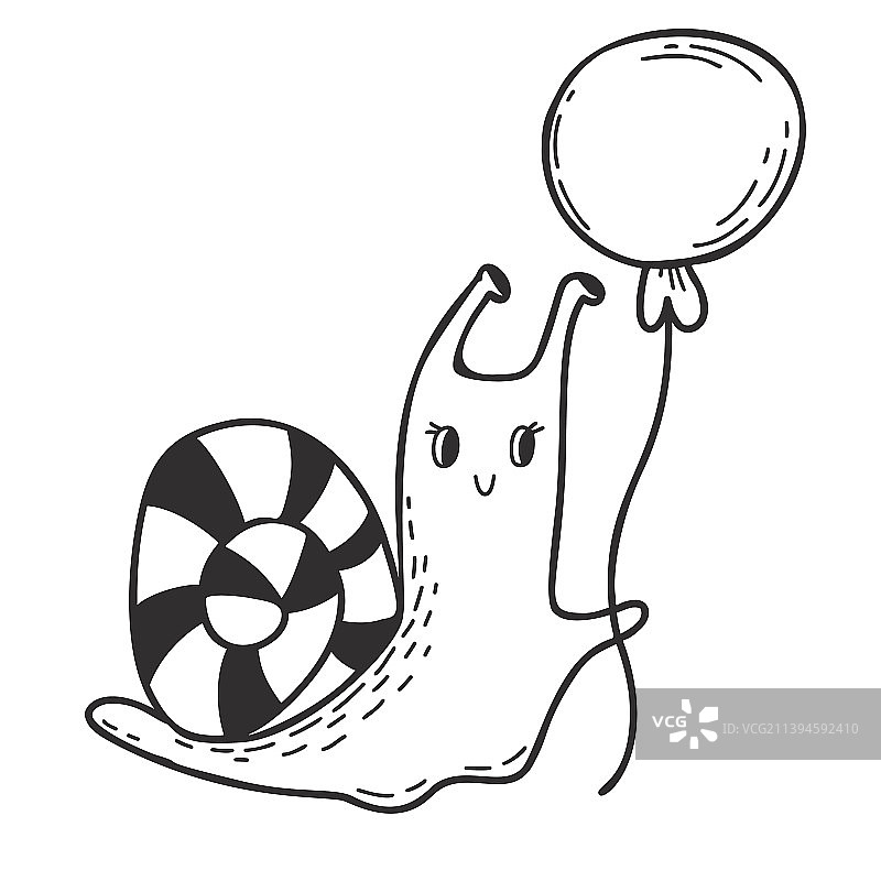手绘卡通气球蜗牛图片素材