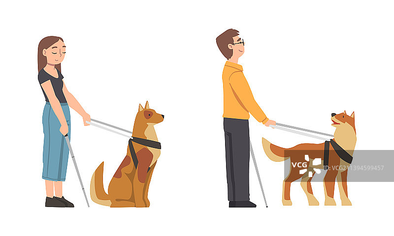 训练有素的导盲犬与盲人图片素材