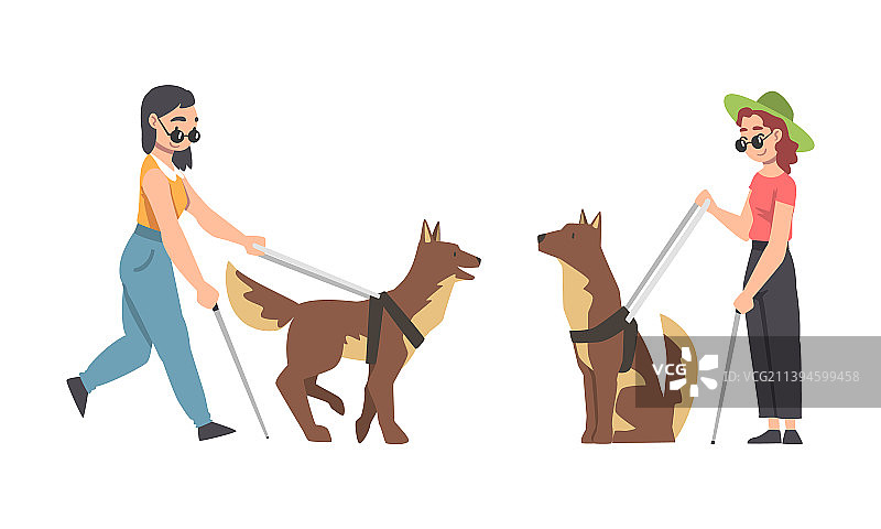 导盲犬与盲人女性图片素材