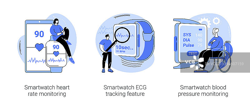 智能手表健康功能卡通图案图片素材