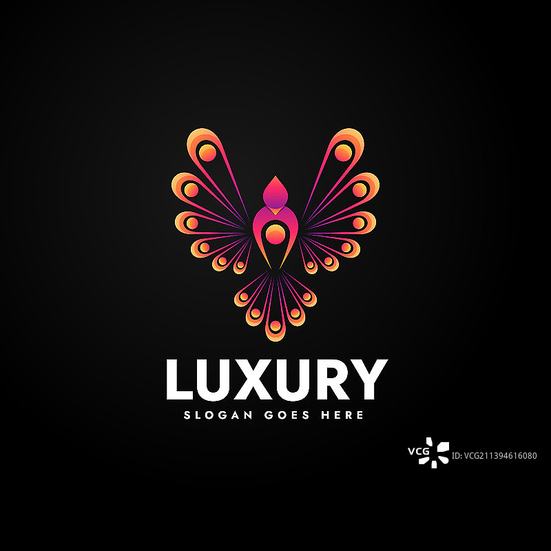 孔雀渐变彩色风格标志图片素材