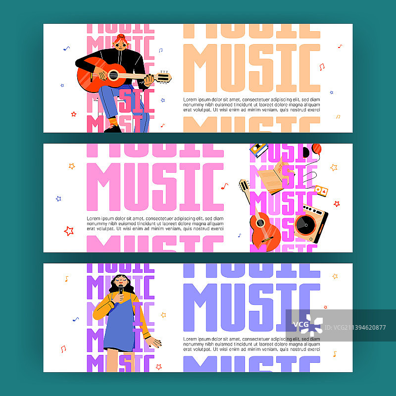 带有歌手和吉他音乐家的音乐海报图片素材