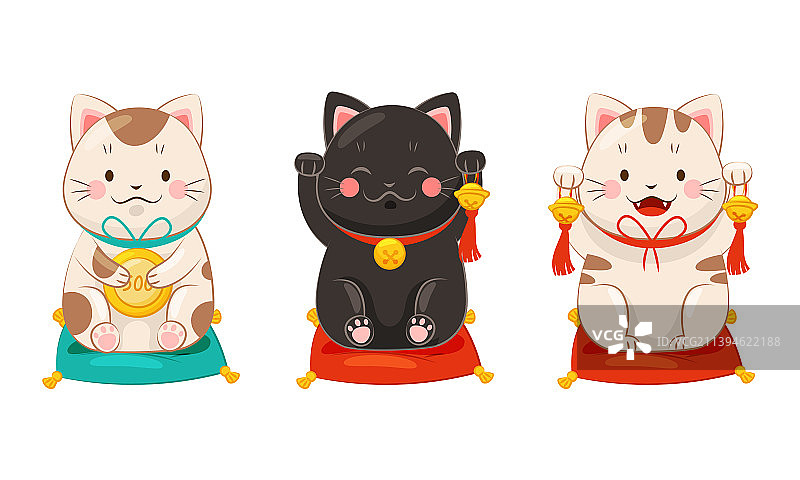 日本招财猫传统摆件合集图片素材