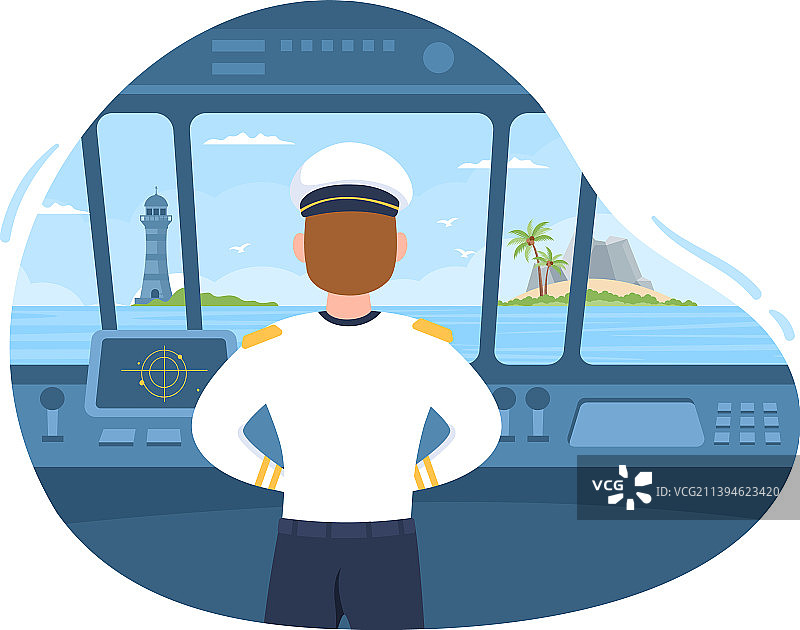 穿水手服的卡通邮轮船长图片素材