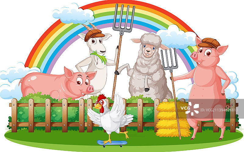 农场里的快乐动物卡通图片素材
