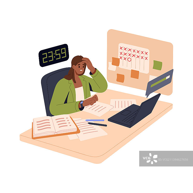 疲惫的员工在办公室加班图片素材