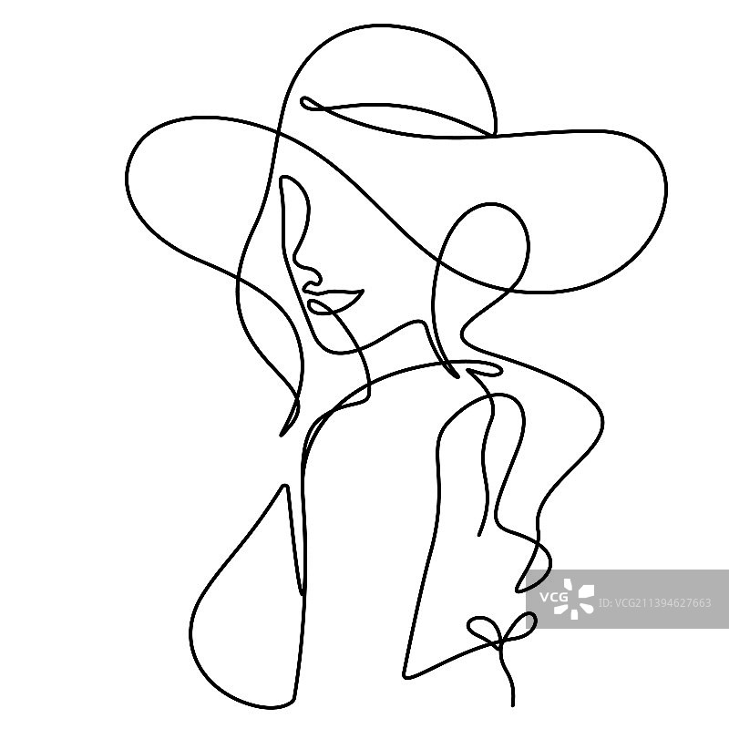 女人穿着比基尼泳装戴沙滩帽图片素材