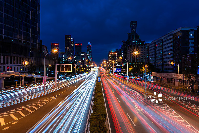 国贸桥车流夜景图片素材