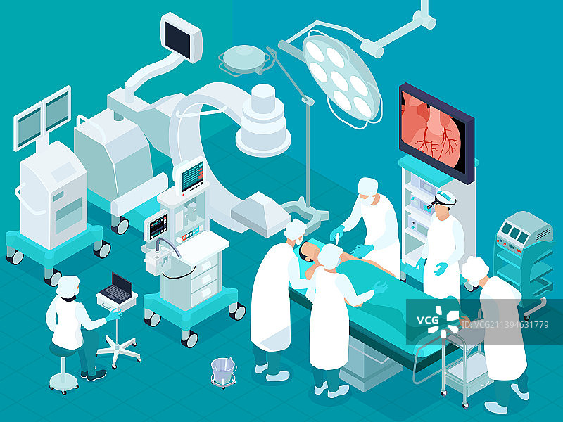 心脏外科手术2.5D背景图片素材