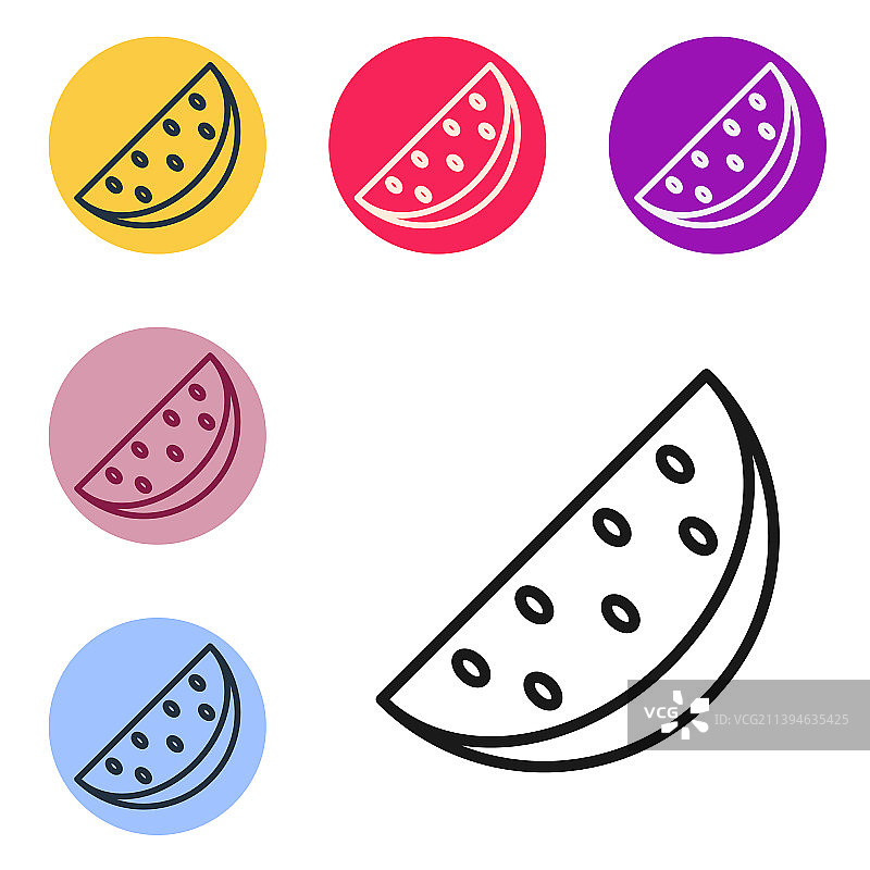 黑色线条西瓜图标，白色背景图片素材