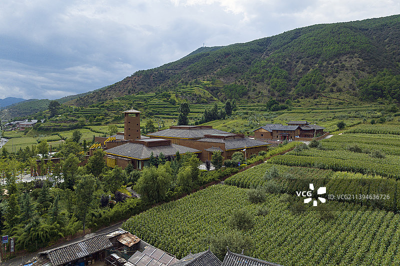 泸沽湖摩梭博物馆航拍图片素材