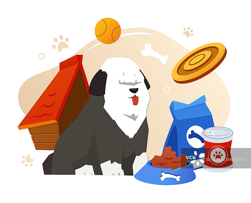 狗狗的合理营养搭配——现代彩色风格图片素材