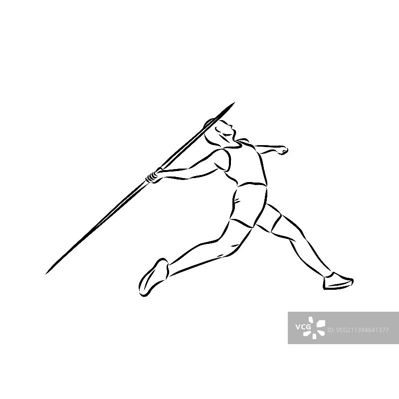 手绘运动员投掷标枪图片素材