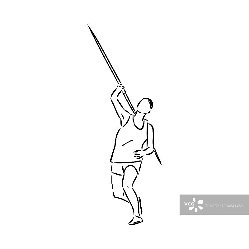 手绘运动员投掷标枪图片素材