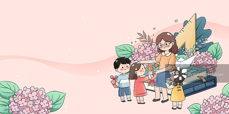 感恩教师节手绘插画图片素材