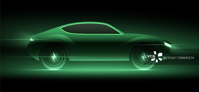 绿色电动汽车概念图片素材