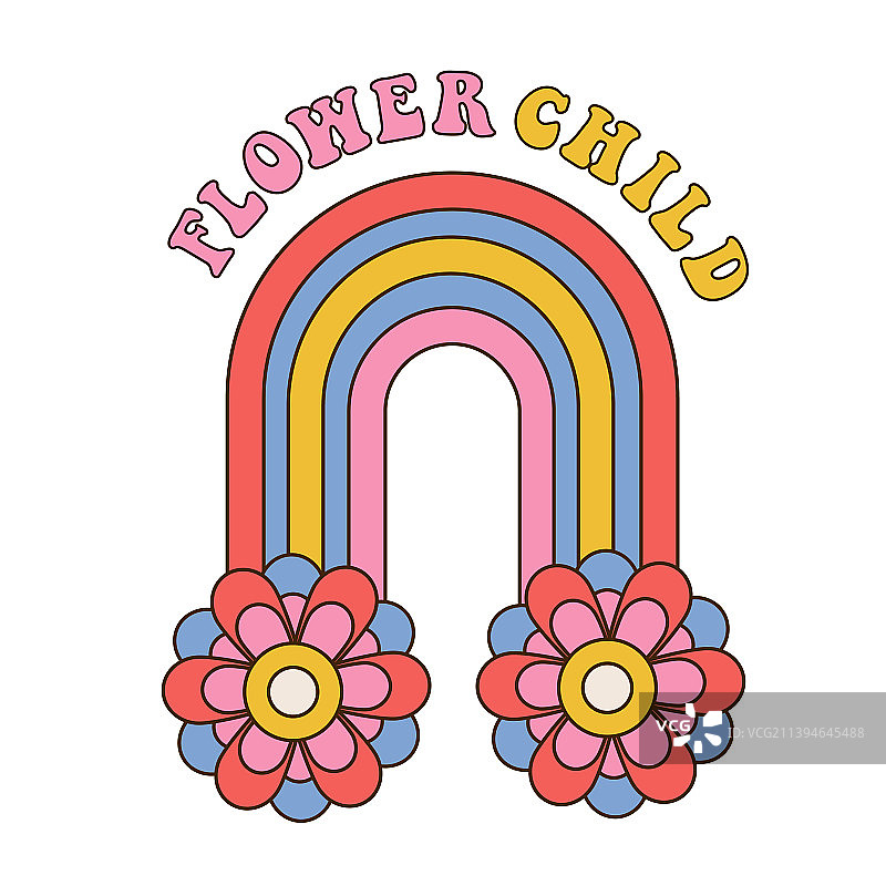 花童复古彩虹印花图片素材