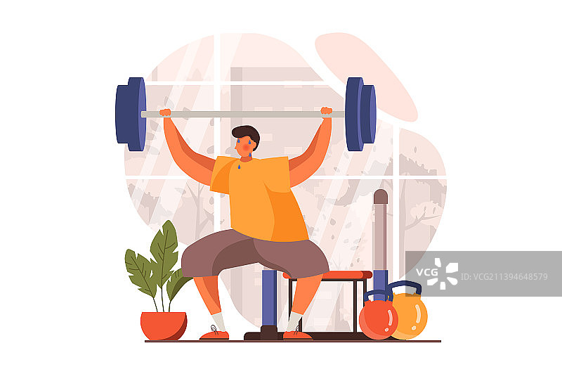 扁平化风格健身网页概念设计：男人图片素材