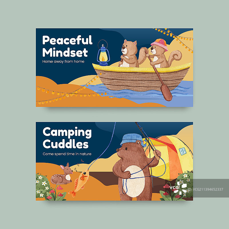 动物露营夏季推文模板图片素材