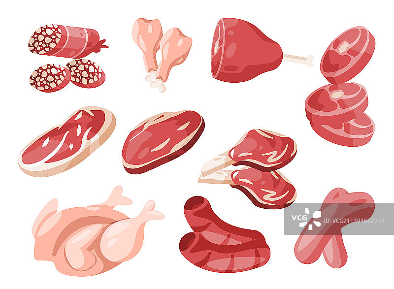 生肉红色羔羊牛肉卡通素材图片素材
