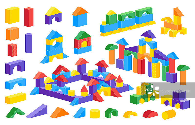卡通积木城堡彩色儿童图片素材