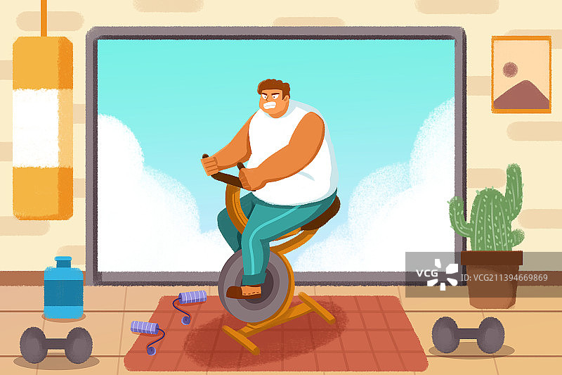 卡通手绘减肥健身肥胖危害图片素材