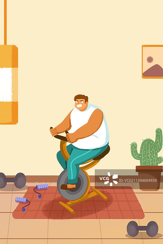 卡通手绘减肥健身肥胖危害图片素材
