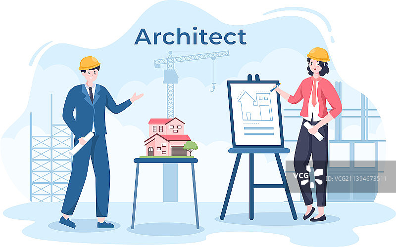 建筑师或工程师使用A的卡通图片素材