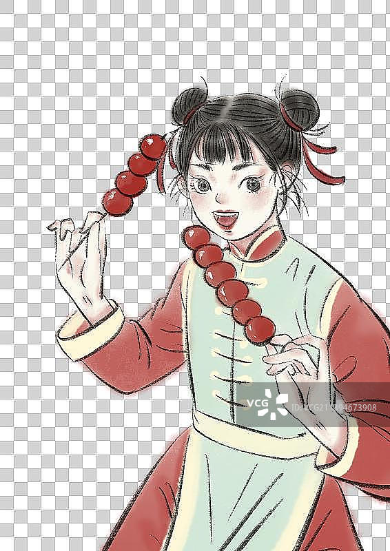 糖葫芦女孩图片素材