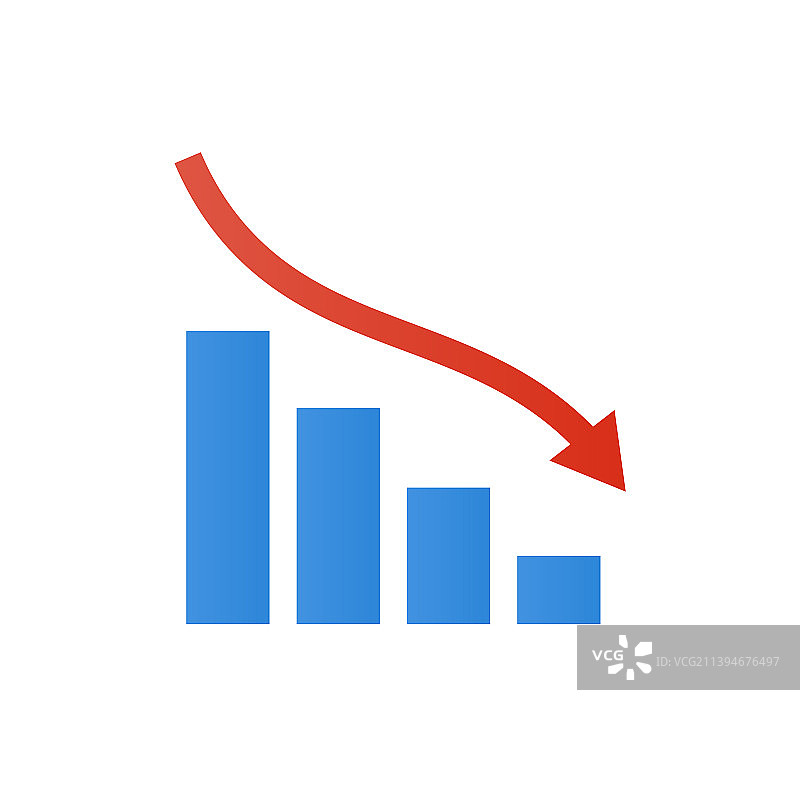 下降箭头和条形图图标图片素材