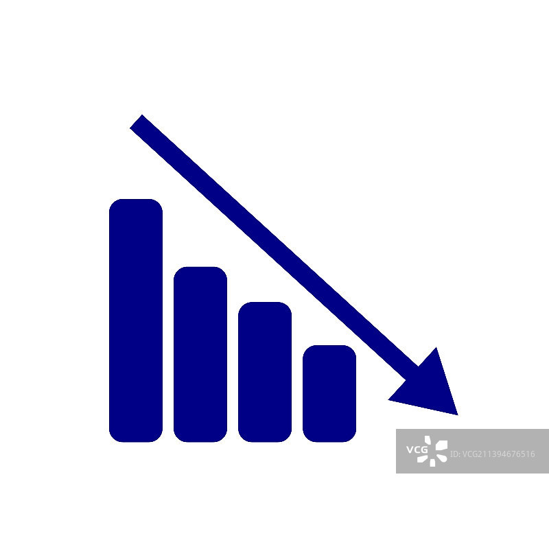 箭头和条形图图标表现业务下滑图片素材