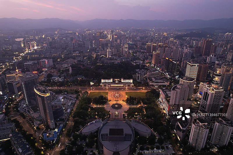 福州五一广场夜景航拍图片素材