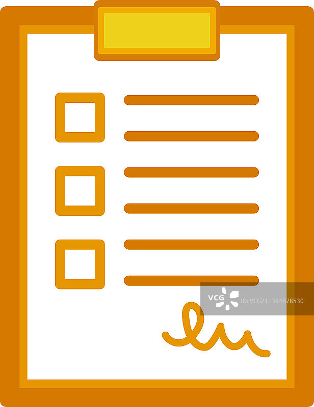 白色背景上黄色活页夹中的卡通签约合同图片素材